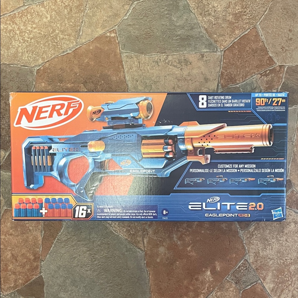 Nerf Elite 2.0 Eaglepoint Blaster - Vibrant Blue and Bold Orange